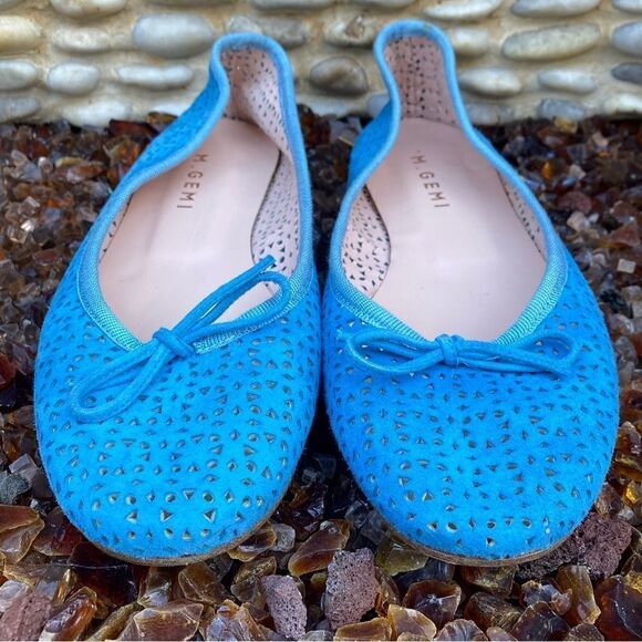 M Gemi Marine Blue Leather Suede Open Weave Ballet Flats. Size 39.5 (8.5) EUC! - Picture 3 of 10